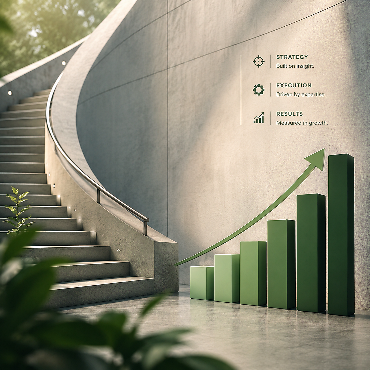 Emerald growth curves representing digital marketing performance